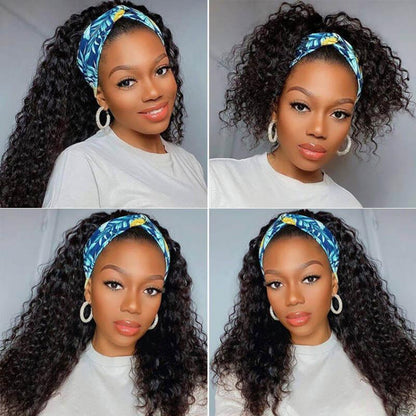 Deep Wave Affordable Headband Wigs Human Hair Wigs Easy To Wear