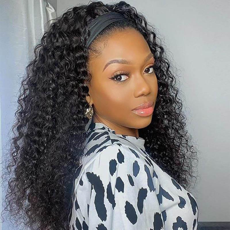 Deep Wave Affordable Headband Wigs Human Hair Wigs Easy To Wear