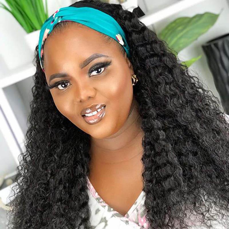 Deep Wave Affordable Headband Wigs Human Hair Wigs Easy To Wear