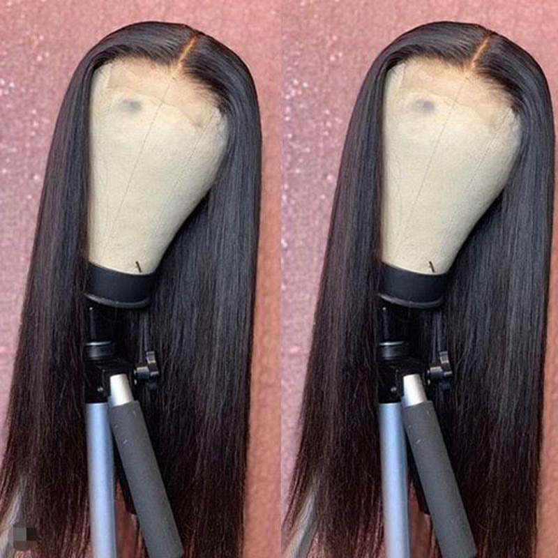 Glueless Lace Closure Wigs Straight Pre Plucked Virgin Human Hair Wigs