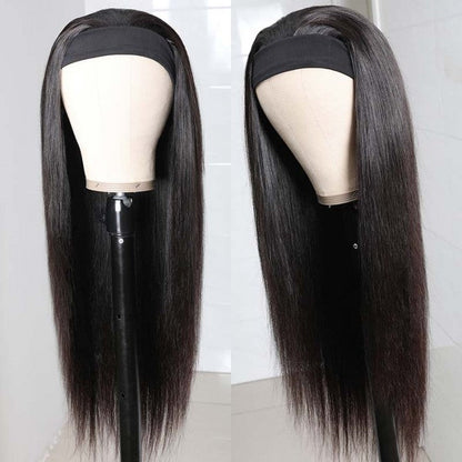 Headband Wigs Straight Virgin Glueless Human Hair Wigs Non Lace