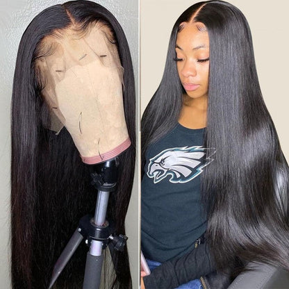 Lace Front Wigs Straight 100% Virgin Human Hair Wigs Pre Plucked Natural Hairline