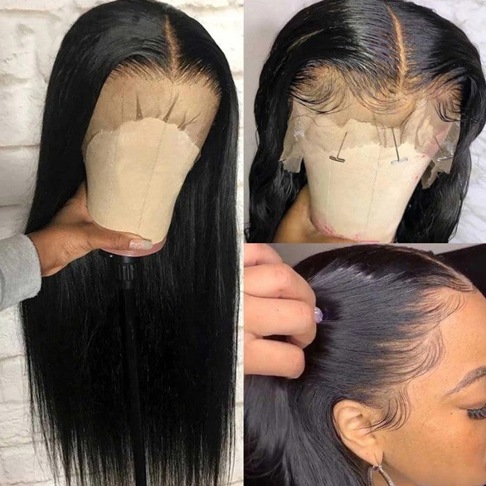 Lace Front Wigs Straight 100% Virgin Human Hair Wigs Pre Plucked Natural Hairline