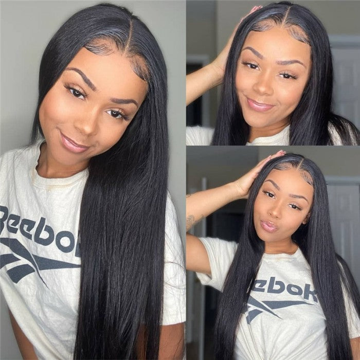 Lace Front Wigs Straight 100% Virgin Human Hair Wigs Pre Plucked Natural Hairline