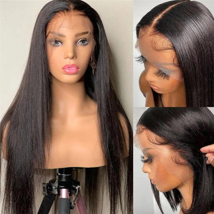 Lace Front Wigs Straight 100% Virgin Human Hair Wigs Pre Plucked Natural Hairline