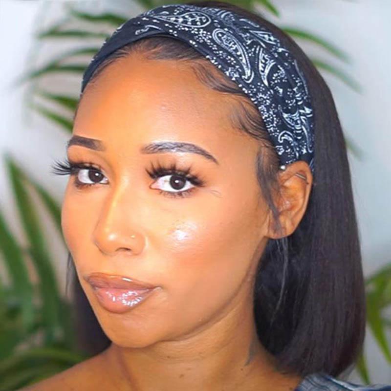 Short Straight Bob Headband Wigs Affordable Human Hair Wigs Easy To Wear No Glue