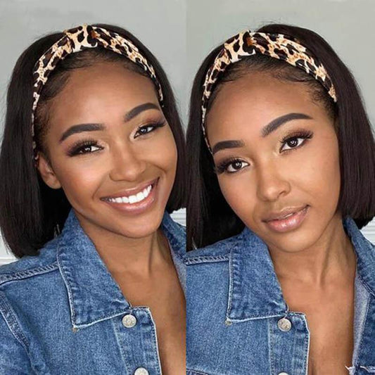 Short Straight Bob Headband Wigs Affordable Human Hair Wigs Easy To Wear No Glue