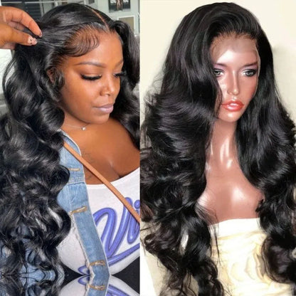 Transparent Lace Front Wigs Body Wave Virgin Human Hair Wigs Pre Plucked