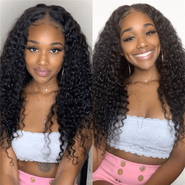 V Part Wigs Deep Curly Thin Part Wig Glueless Human Hair Wigs