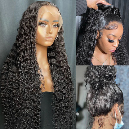 Water Wave Breathable 360 Lace Frontal Wigs Pre Plucked Virgin Human Hair Wigs